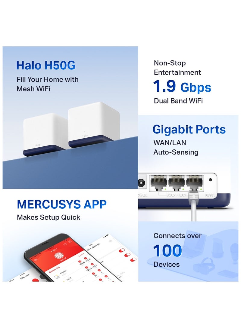 MERCUSYS Halo H50G AC1900 Whole Home Mesh Wi-Fi System WHITE - Image 4