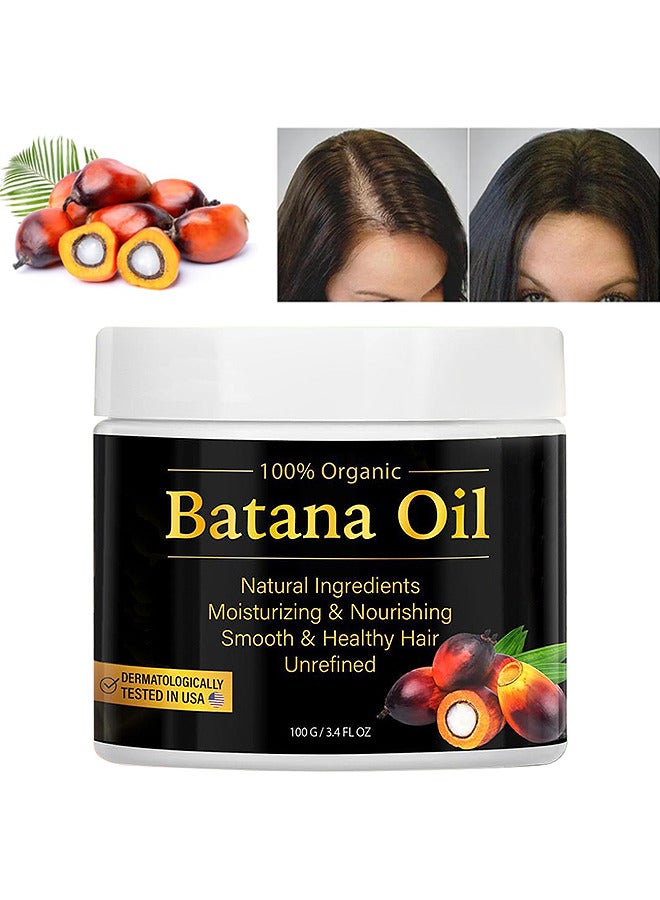 Organic & Botanic 100% Natural Batana Oil For Hair Growth By Organic, Unrefined Batana Oil For Visibly Thicker And Stronger Hair, Prevent Hair Loss, Repairs Damaged Hair, Leaves Hair Smoother,  3.4OZ/100ML - Image 1