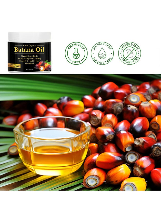 Organic & Botanic 100% Natural Batana Oil For Hair Growth By Organic, Unrefined Batana Oil For Visibly Thicker And Stronger Hair, Prevent Hair Loss, Repairs Damaged Hair, Leaves Hair Smoother,  3.4OZ/100ML - Image 2