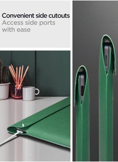 Spigen حقيبة كمبيوتر محمول Valentinus S مقاس 15 و15.6 و16 بوصة لجهاز MacBook Pro مزودة بغطاء مغناطيسي مدمج مع [حامل قابل للطي] وحقيبة كمبيوتر محمول جلدية - أخضر جيجو  - Image 5