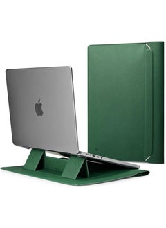 Spigen حقيبة كمبيوتر محمول Valentinus S مقاس 15 و15.6 و16 بوصة لجهاز MacBook Pro مزودة بغطاء مغناطيسي مدمج مع [حامل قابل للطي] وحقيبة كمبيوتر محمول جلدية - أخضر جيجو  - Image 1