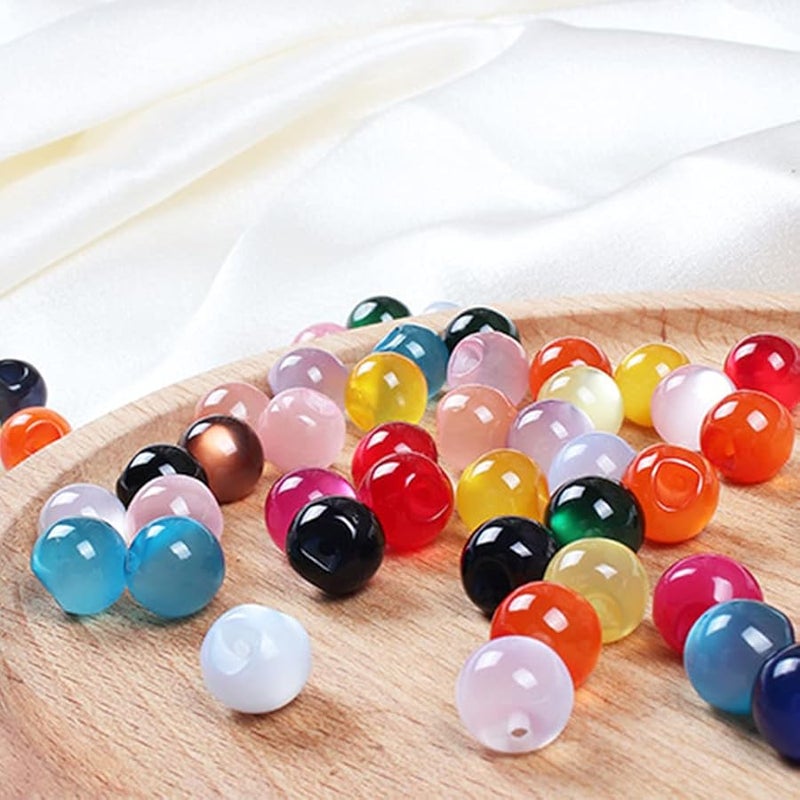10Pcs 10mm Pearlescent Domed Cheongsam Buttons Imitation Partial Holes Retro Resin Round Beads Color A - Image 3