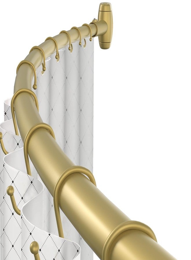 TOPROD Curved Shower Curtain Rod, TOPROD Round Shower Curtain Rod 48 to 72 Inches Adjustable, Rounded Bowed Stainless Steel Shower Rods for Bathroom, Bathtub, More Shower Space, Gold, Need to Drill - Image 1