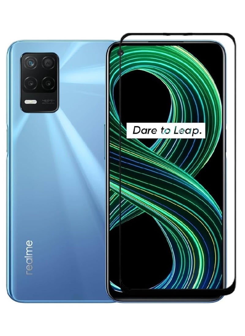 AINA واقي شاشة من الزجاج المقوى 5D مصمم لهاتف Realme 8 5G مع تغطية كاملة للشاشة من الحافة إلى الحافة وخالي من الفقاعات - Image 1