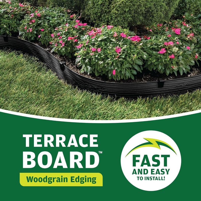 MasterMark Terrace Board, Landscape Coiled Edging, Grass Barrier, Bender Board, Flower Bed, Vegetable Garden Borders 5 in. x 40 ft. with 10 Stakes (Black) - Image 2