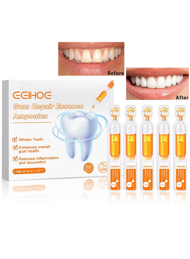 EELHOE Gum Repair Essence Ampoules, Ampoule Tooth Serum, Deep Cleaning And Gum Repair Toothpaste, Fresh Breath, Natural Ingredients, 1.5ml * 7Pcs - Image 1