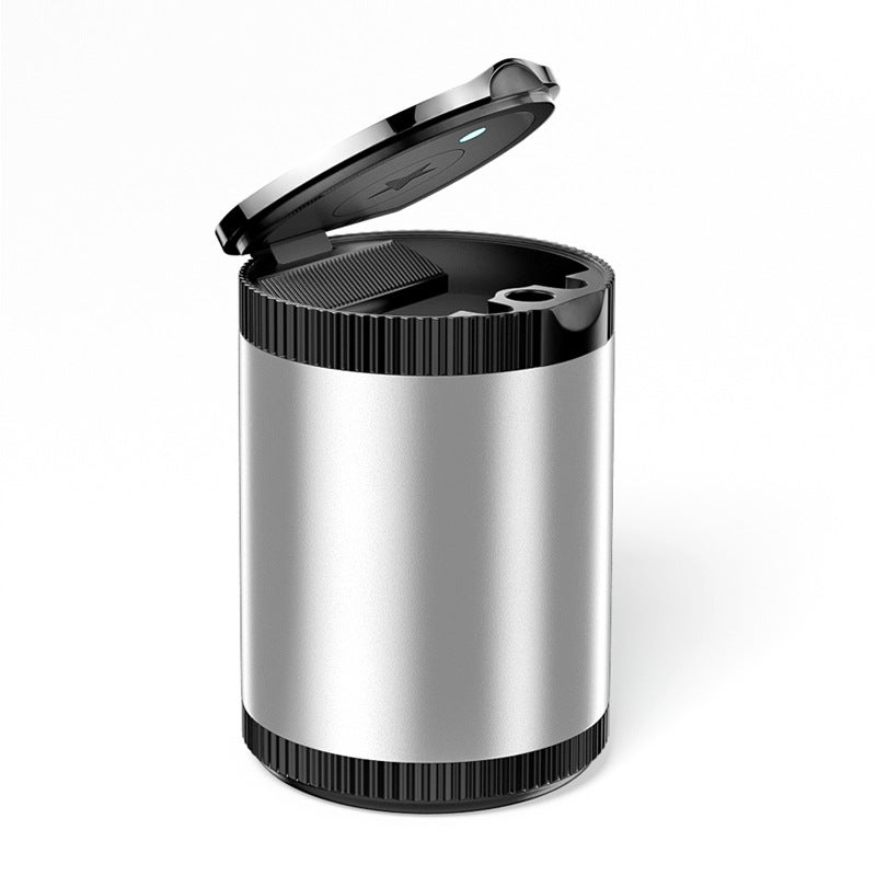 Creative Car Ashtray with Aluminum Alloy Liner, Lid and LED Light - Image 1