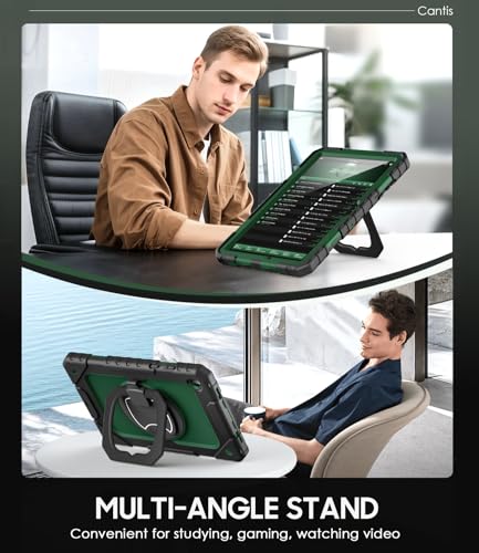 Cantis Case for Samsung Galaxy Tab A11 Plus 11 Inch 2026 (SM-X230/X236/X238), Shockproof Case for Tab A11+ with Screen Protector/Rotating Stand/Pen Holder/Shoulder Strap, Black+AlpineGreen - Image 4