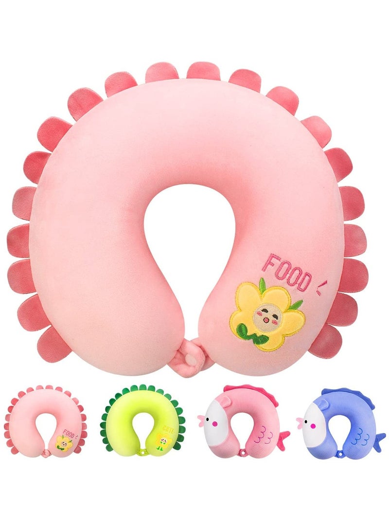SYOSI U-Shaped Memory Foam Travel Pillow, Neck Support Pillow, Comfortable Cartoon Neck Cushion for Traveling, Headrest Airplane Pillow for Adults, Kids (Pink) - Image 1