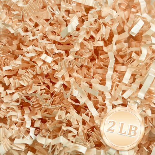 Zankubom 2 LB Pink Salmon Crinkle Cut Paper Shred Filler Great for Gift Wrapping, Champagne Basket Fillers, Birthday, Gift Wrapping, Anniversary, Halloween Thanksgiving Christmas Party Decor Filling Supplies - Image 1