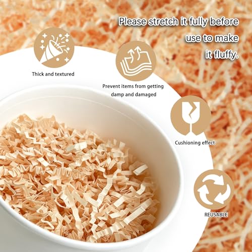 Zankubom 2 LB Pink Salmon Crinkle Cut Paper Shred Filler Great for Gift Wrapping, Champagne Basket Fillers, Birthday, Gift Wrapping, Anniversary, Halloween Thanksgiving Christmas Party Decor Filling Supplies - Image 2
