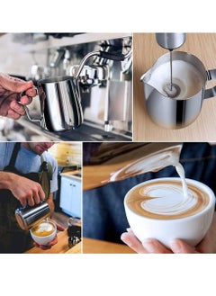 Home Care Stainless Steel 600ml Milk Frothing Pitcher Measurements on Both Sides Inside Plus eBook & Microfiber Cloth Perfect for Espresso Machines Milk Frothers Latte Art, Silver  - Image 4