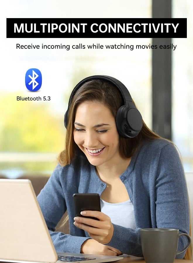 Wireless Bluetooth Headphones with ANC, Over-Ear Noise Cancelling Headset, 40H Playtime, Compatible with PC, Android, and iPhone - Image 5