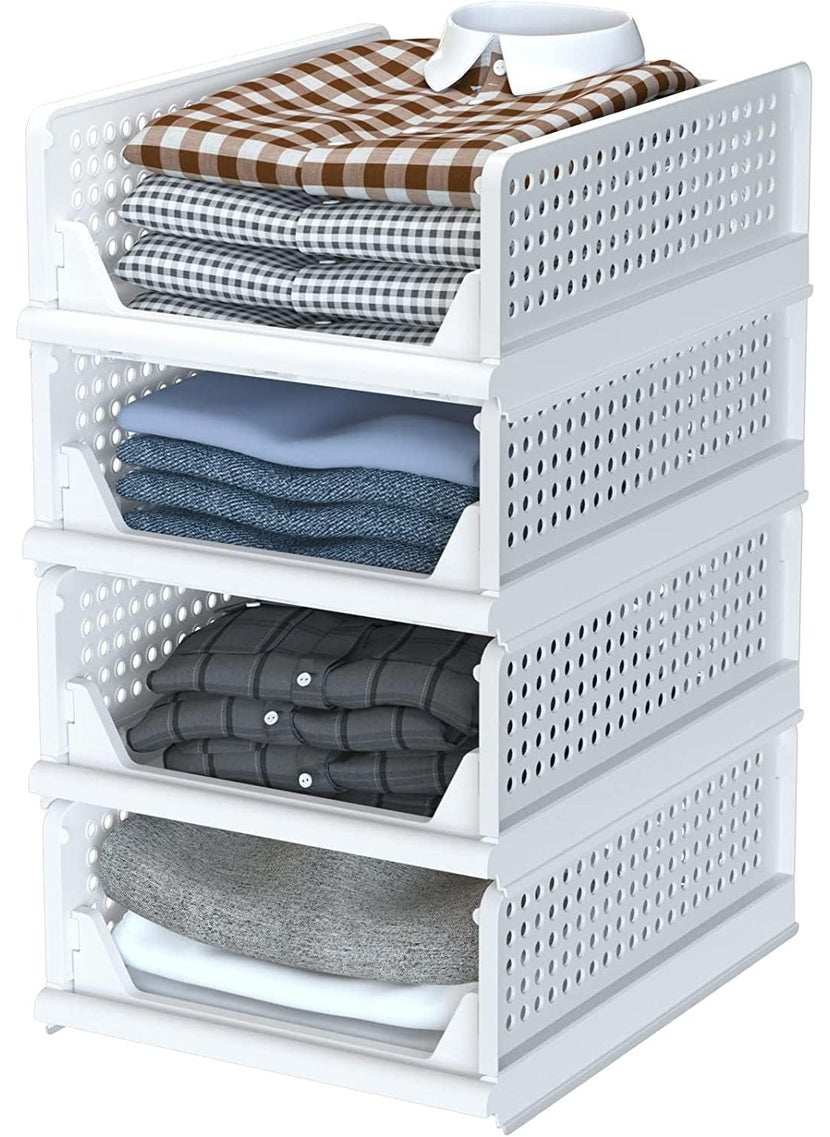 Perpetual Perpetual Cloth Organizer For Wardrobe Cupboard Organizer for Clothes Foldable and Stackable Closet Organizer Drawer Organiser for Clothes Multi Purpose Plastic Shirts Pack Of 1 Large  - Image 1
