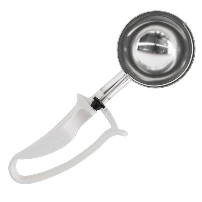 2006 UNIVERSAL STANDARD LENGTH EZ DISHER FOOD PORTION CONTROL SCOOP DESIGNED FOR RIGHT OR LEFT HAND USE DISHWASHER SAFE NSF APPROVED 3INCH WHITE
