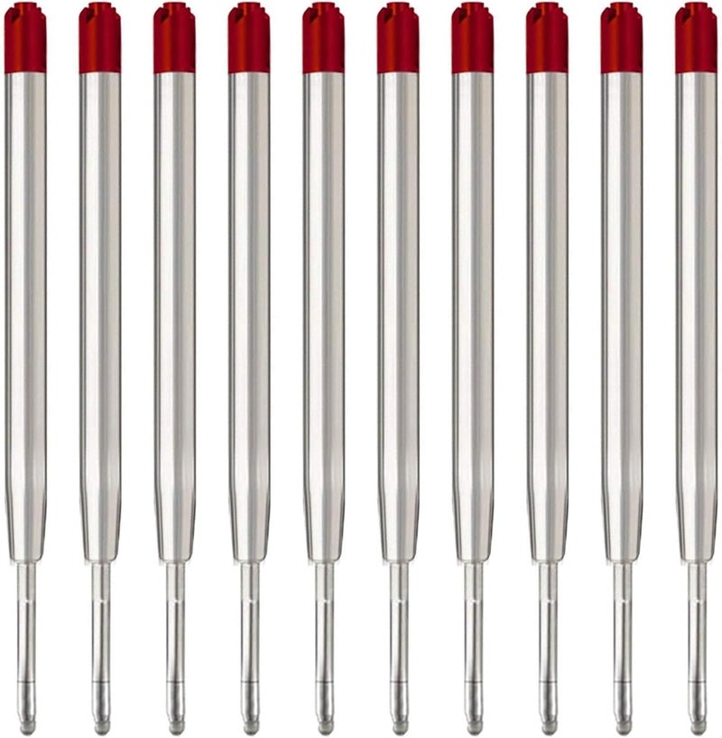 MengRan 3.9'' Ballpoint Ink Pen Refills for Click Pens,1mm Medium Tip,Compatible with Parker Pen Refill (Red Ink-10 Pcs) - Image 1