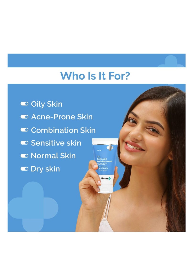 THE derma Co The Derma Co 1% Kojic Acid Face Wash I With Niacinamide & Alpha Arbutin I Reduces Dark Spots & Pigmentation I Cleanses & Brightens Skin I Non-Drying Formula I For All Skin Types - 150 ml  - Image 2