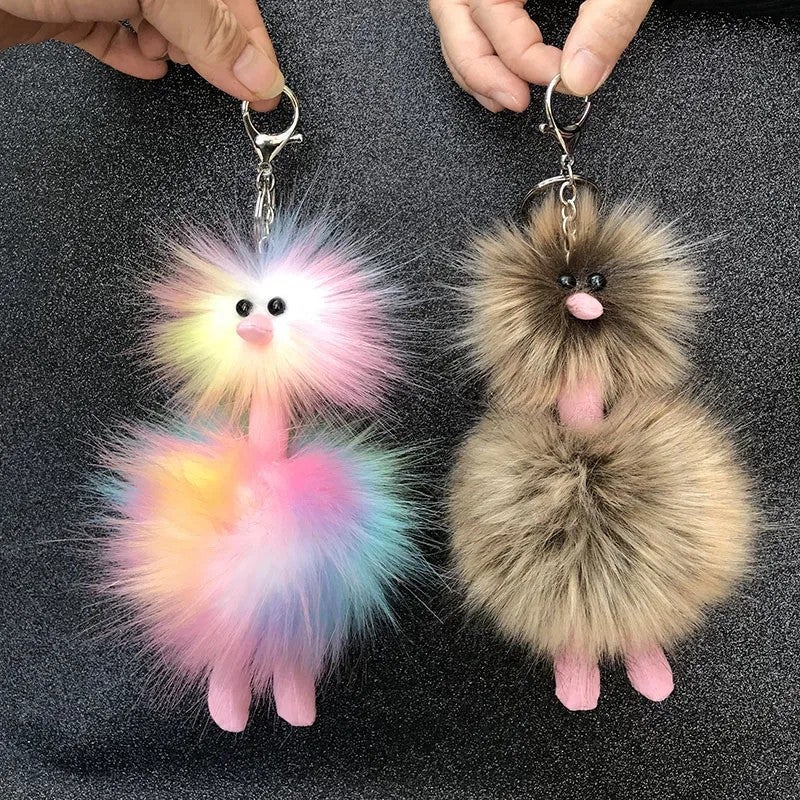 Y&D New Rainbow Color Pompom Key Chain Fried Doll Package Car Ornaments Exquisite Gifts Children Toys - Image 3