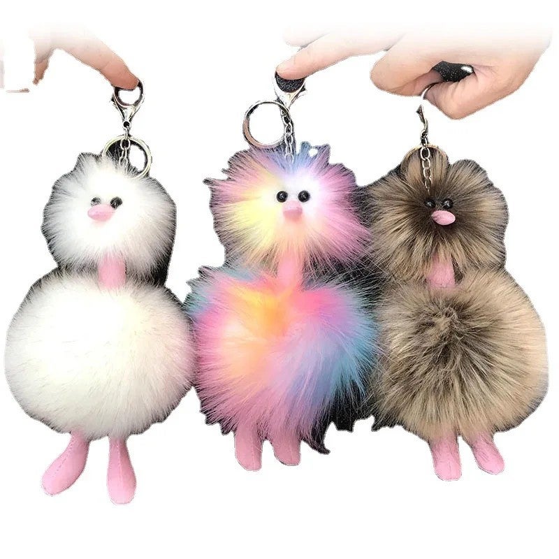 Y&D New Rainbow Color Pompom Key Chain Fried Doll Package Car Ornaments Exquisite Gifts Children Toys - Image 2