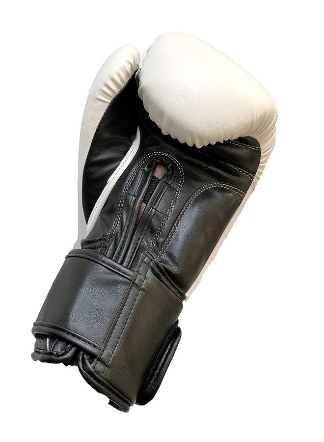 LEW White/Black Boxing Gloves for Training/Muaythai/Punching Bag/Sparring with a Pair of Hand Wraps (White, 10 OZ) - Image 3