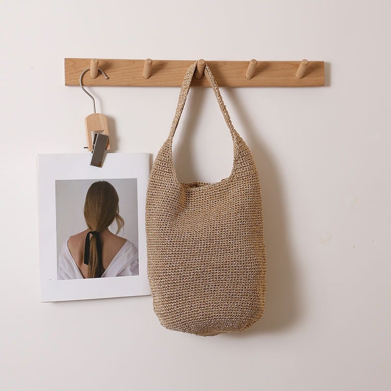 Casual Large Capacity Shoulder Straw Woven Bag New Fashion Portable Bucket Woven Bag Holiday Beach Bag All-Match Women'S Bag - Image 3