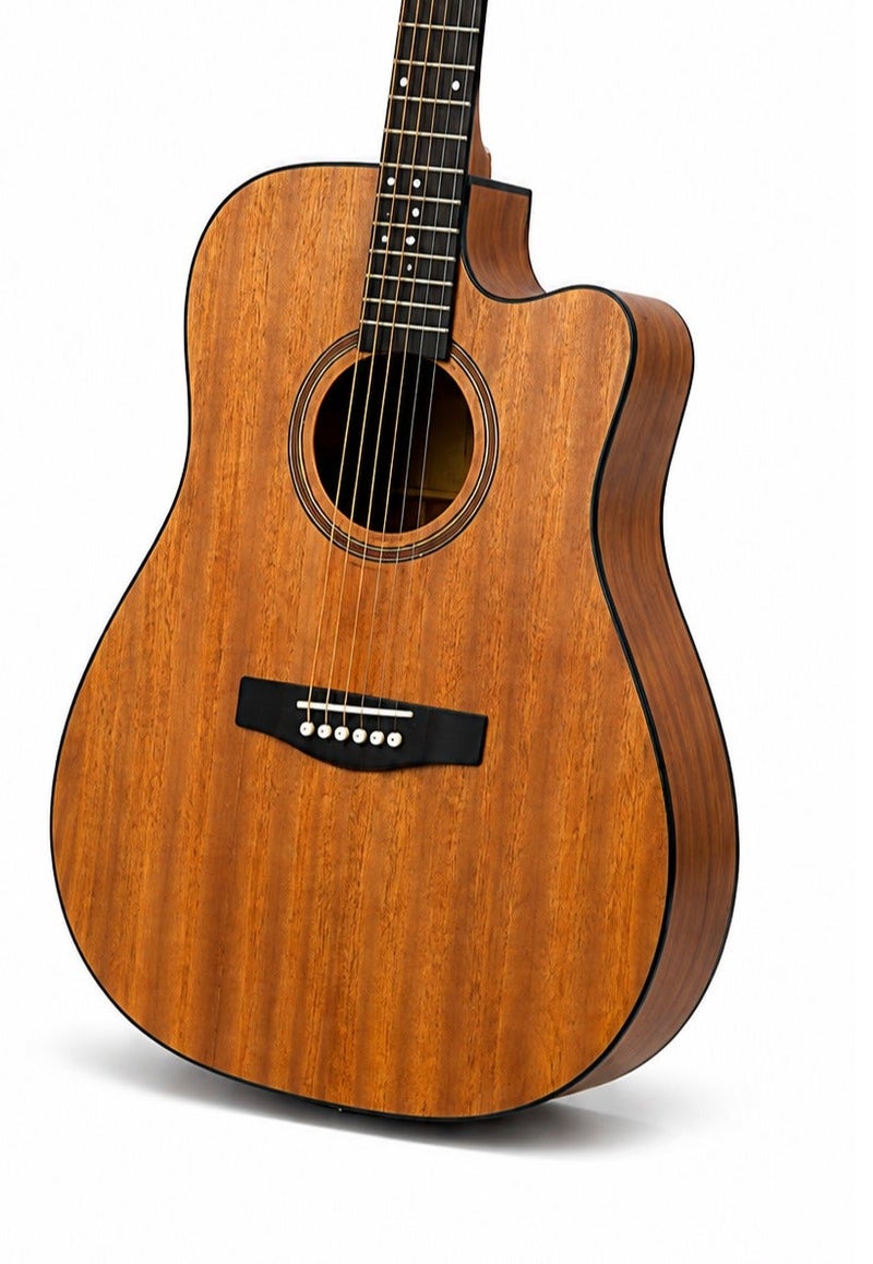 ميغاريا جيتار أكوستيك MEGARYA Vintage Mahogany بالحجم الكامل، 6 أوتار، تصميم Cutaway مع 20 فريت، بلمسة نهائية طبيعية بنمط خشبي، مناسب للبالغين والمبتدئين والطلاب والتدريب والدروس الموسيقية - Image 1