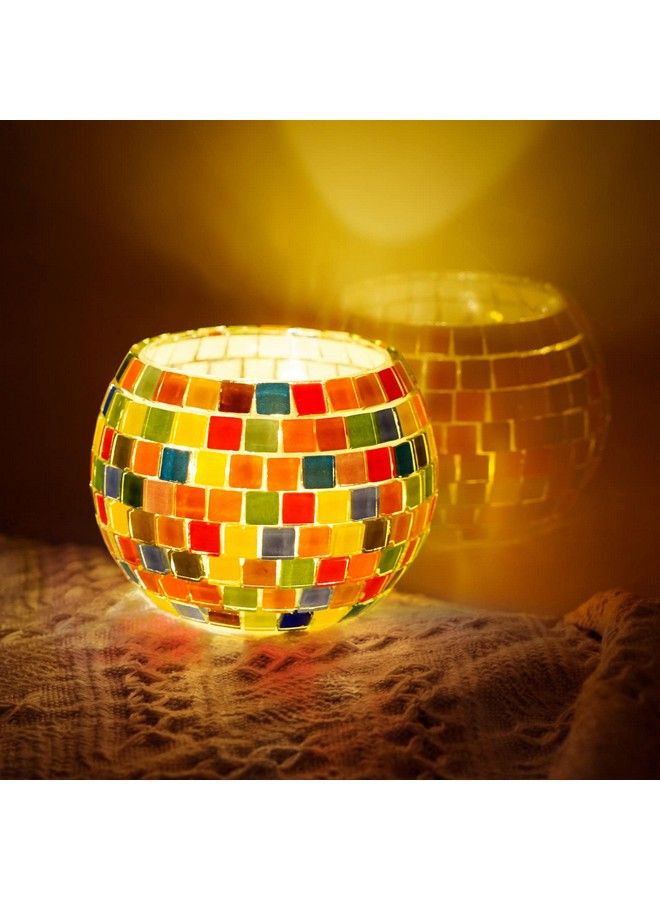 ONE TO FOUR Glass Mosaic Candle Holder Kit Creativity Diy Stained Glass Kit For Kids & Adults Tealight Candle Holder For Home Lighting Decor Handmade Artwork Kids Gifts Arts And Crafts For Girls - Image 3