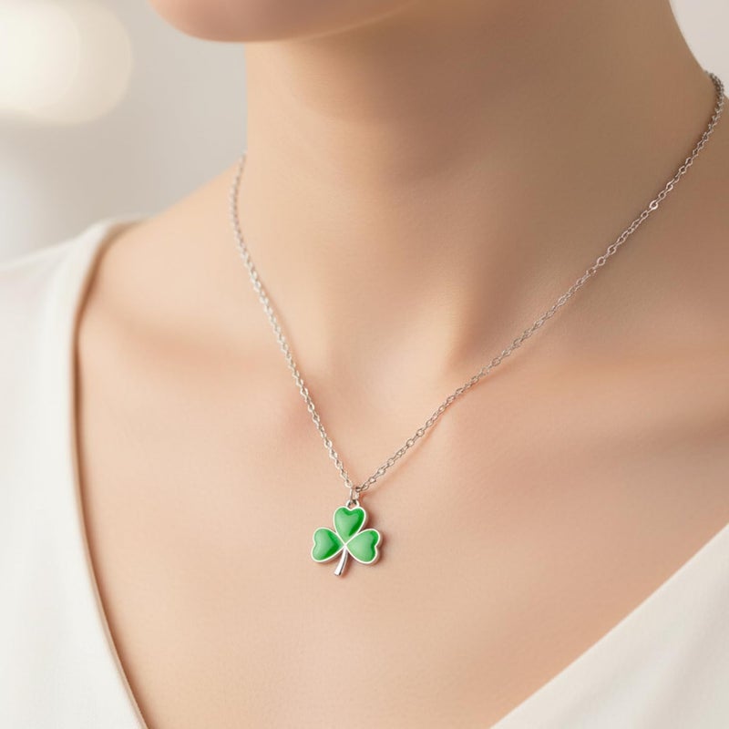 Zeptrix St Patricks Day Necklace,Irish Shamrock Clover Green Necklace for Women St Patricks Day Accessories Handmade Lucky Pendant Three Leaf Necklaces St. Patrick's Day Decorations Holiday Jewelry Gift (shamrock necklaces-2) - Image 5