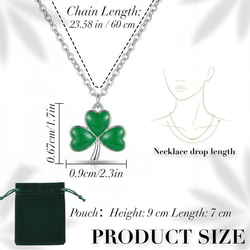 Zeptrix St Patricks Day Necklace,Irish Shamrock Clover Green Necklace for Women St Patricks Day Accessories Handmade Lucky Pendant Three Leaf Necklaces St. Patrick's Day Decorations Holiday Jewelry Gift (shamrock necklaces-2) - Image 3