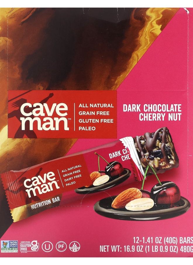 Caveman Foods - Nutrition Bar Dark Chocolate Cherry Nut  12 Bars 1.41 oz (40 g) Each - Image 1