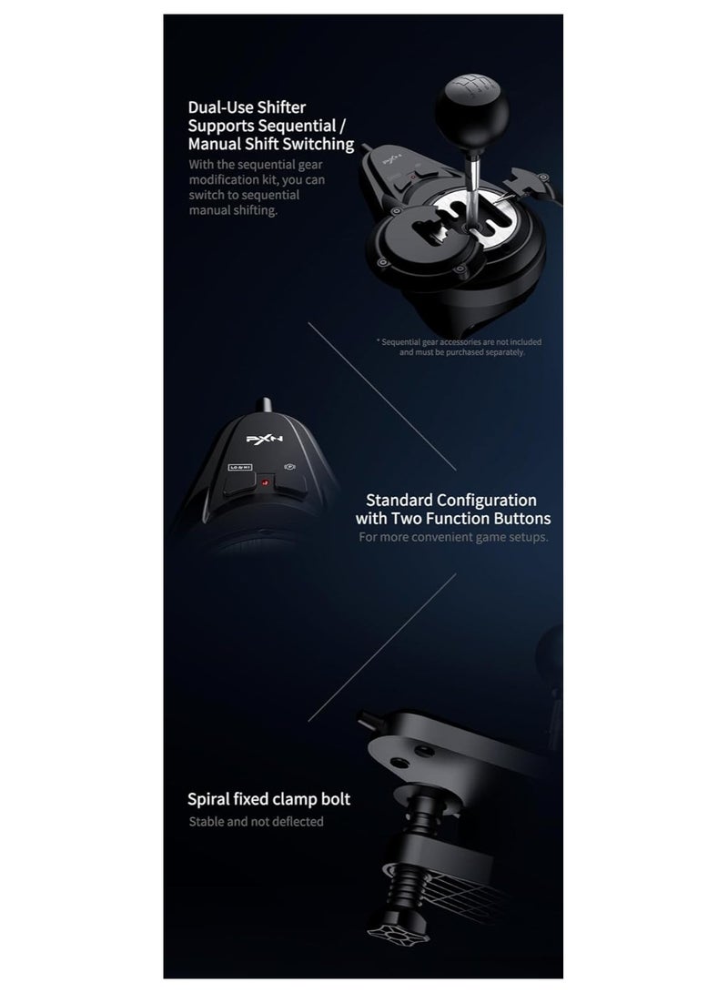 PXN-V99 Gaming Steering Wheel, 270/900° 3Nm Force Feedback Racing Steering Wheel, Disassembly, With Hall Magnetic Induction Pedal, 6+1 Gear Shift Rod Game Racing Steering Wheel For PS4/PS3/Xbox One - Image 5