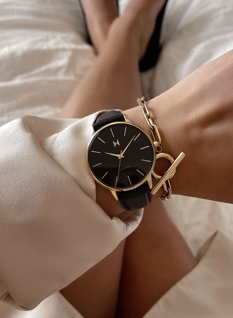 MVMT Women's Analog Round Shape Leather Wrist Watch 28000218-D - 38 Mm - Image 4