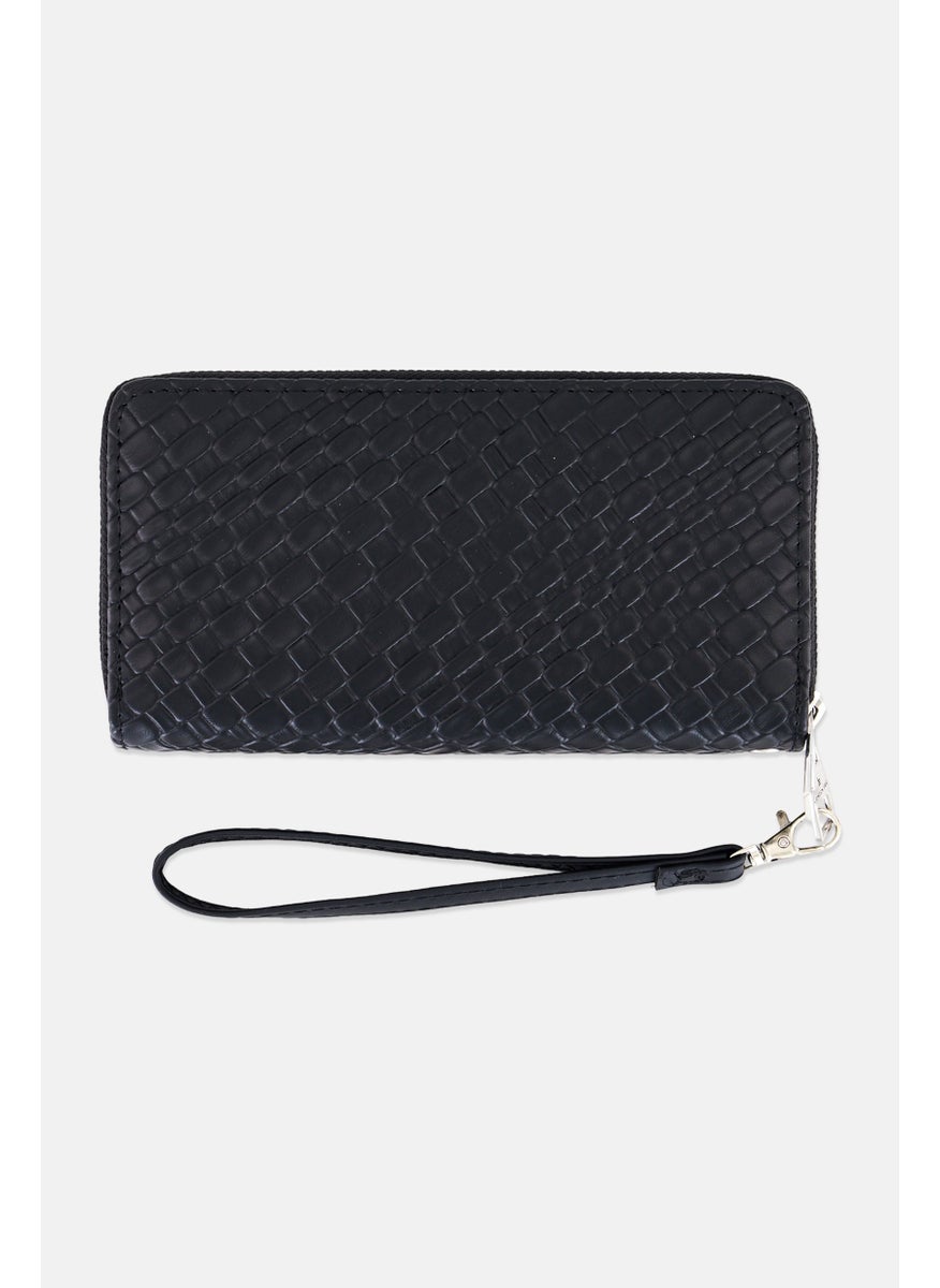 London Fog Women Brand Logo Ella Double Zip Wallet, Black  - Image 2