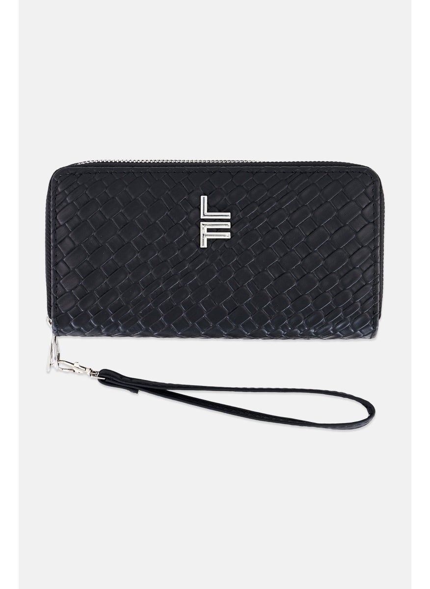 London Fog Women Brand Logo Ella Double Zip Wallet, Black  - Image 1