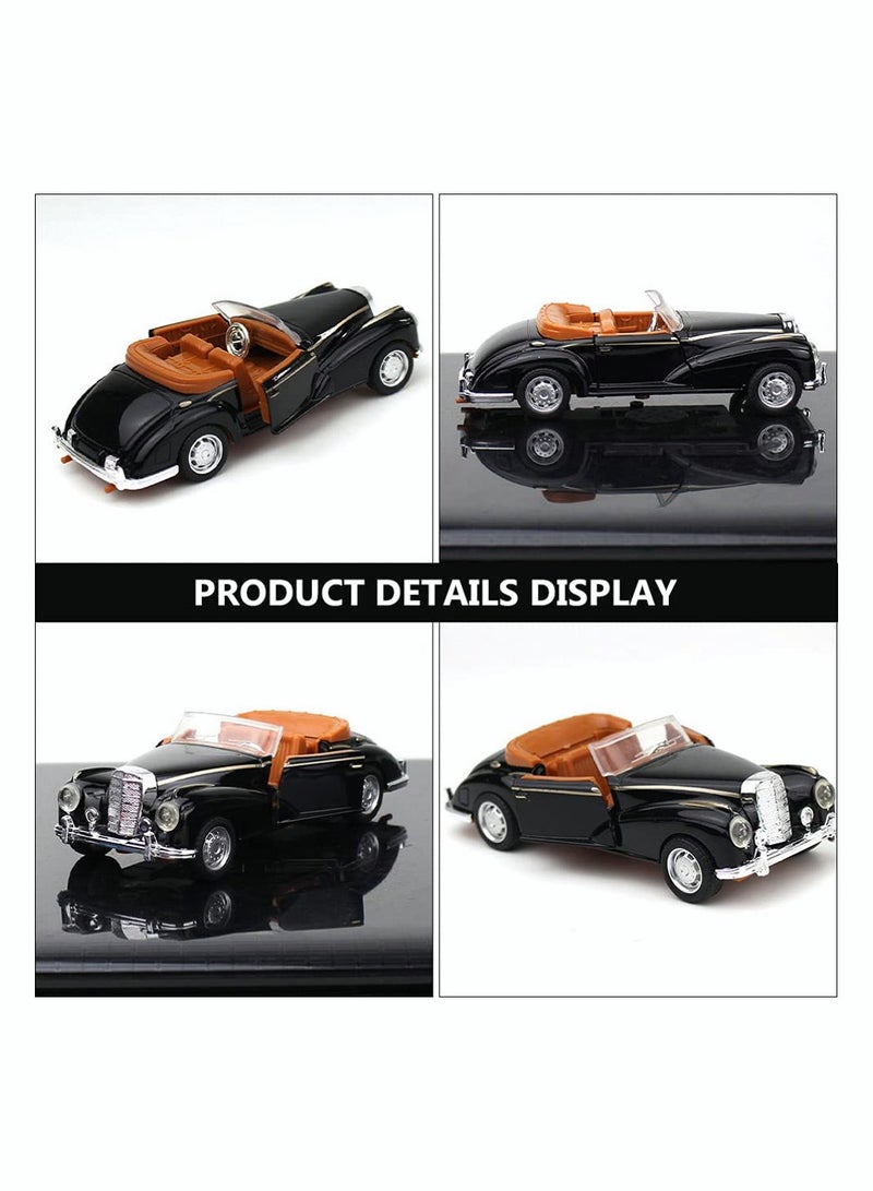 Excefore Convertible Car Model Metal Classic Die Cast Old Car Figurine Alloy Vintage Collectible Toy Vehicle Photo Prop for Table Cabinet Bookshelf Black - Image 3