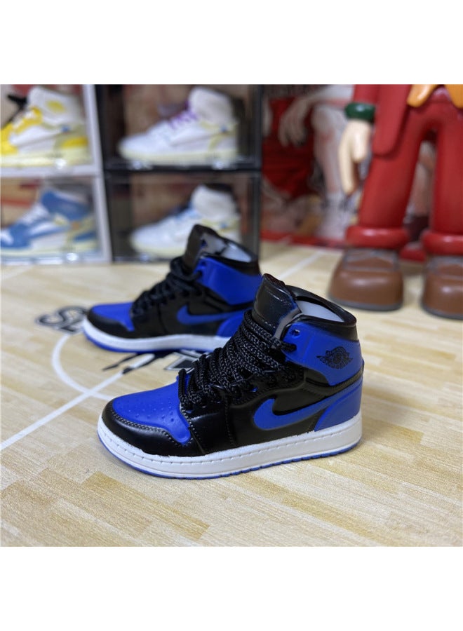 1/6 Mini Sneakers Model Aj1 Creative Cute Basketball Shoes Keychain Car Bag Jewelry Aj Keychain-Color:1 Black And Blue (a Pair Of Naked Shoes)  - Image 1