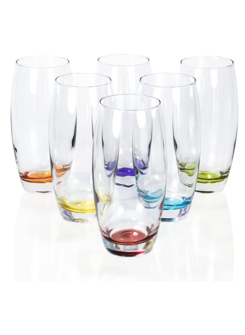 Oasisgalore 6Pcs Goblet Teacups for Home Use Six-color Glasses Cup Colorful Breakfast Cups Juice Cups Clear Glass Sets  - Image 1