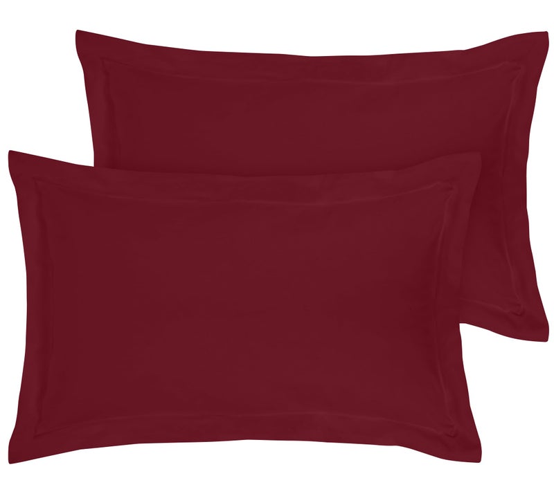 ROYALE LINENS Royale Linens Pillow Shams 2 Pack Euro Size 26 × 26 بوصة - تم تجاهلها 1800 ميكروفيات - وسادة سرير شامز مقاومة للتجاعيد فائقة النعومة والمريحة - إغلاق التداخل الخلفي - أوكسفورد وسادة (Euro Burgundy)  - Image 1