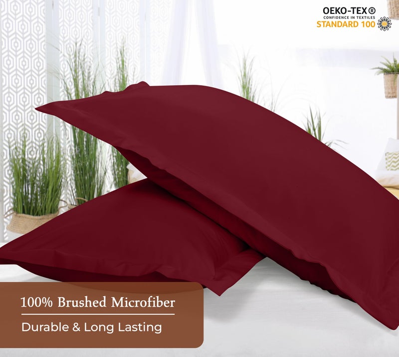 ROYALE LINENS Royale Linens Pillow Shams 2 Pack Euro Size 26 × 26 بوصة - تم تجاهلها 1800 ميكروفيات - وسادة سرير شامز مقاومة للتجاعيد فائقة النعومة والمريحة - إغلاق التداخل الخلفي - أوكسفورد وسادة (Euro Burgundy)  - Image 4