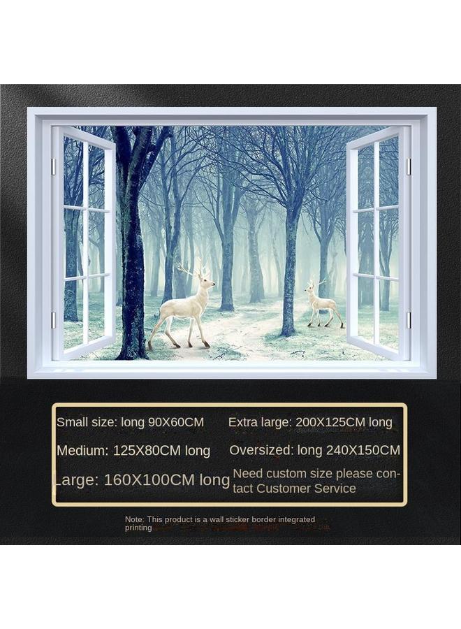 Bluejw Fake Window Self-adhesive 3D Wall Stickers Living Room Decorative Painting Bedroom Landscape Nature Waterproof Wall Stickers Wallpaper - Image 1