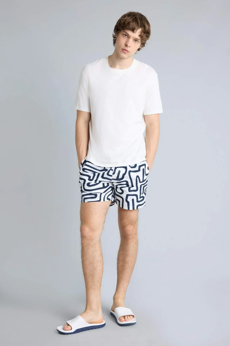 Printed Mesh Lined Short Swim Shorts