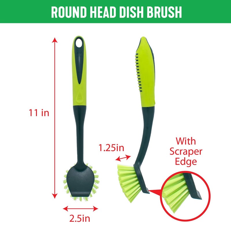 باين سول مجموعة فرش تنظيف باين سول - فرش تنظيف بمقبض طويل مع شعيرات شديدة التحمل وقبضة مريحة - أدوات تنظيف للمطبخ المنزلي وغسالة الأطباق 5 قطع - Image 3