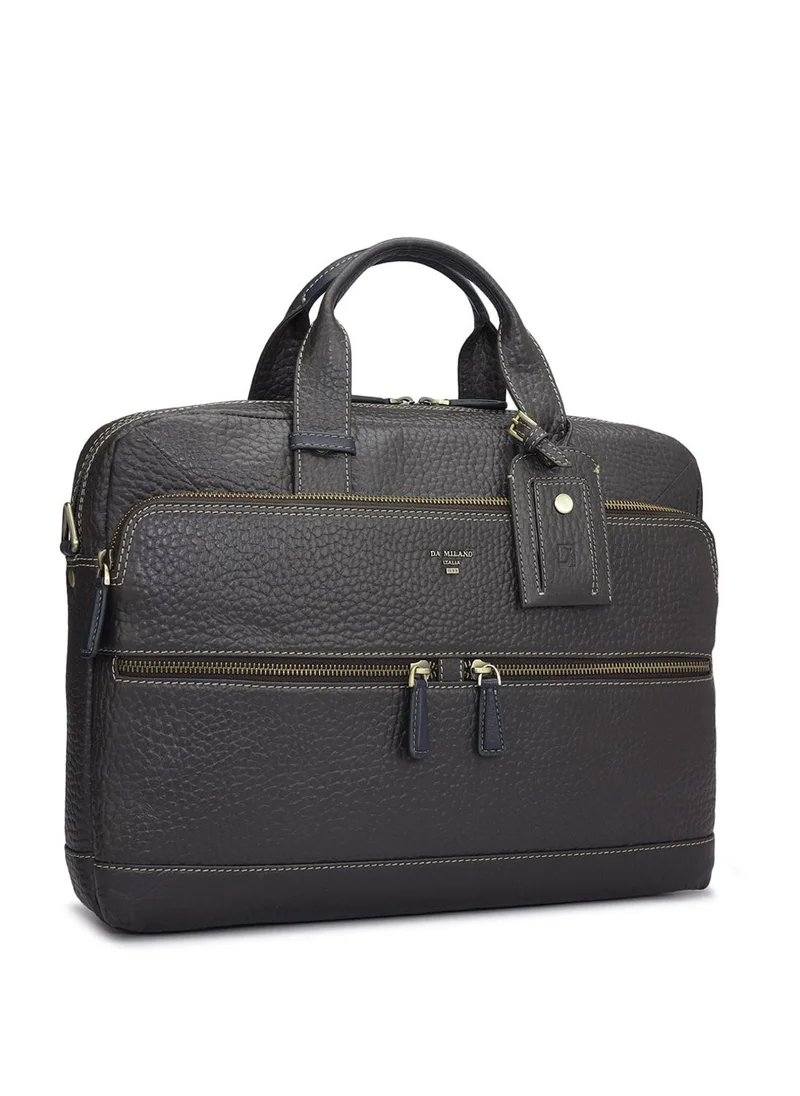 دا ميلانو حقيبة لاب توب جلد طبيعي بني من دا ميلانو