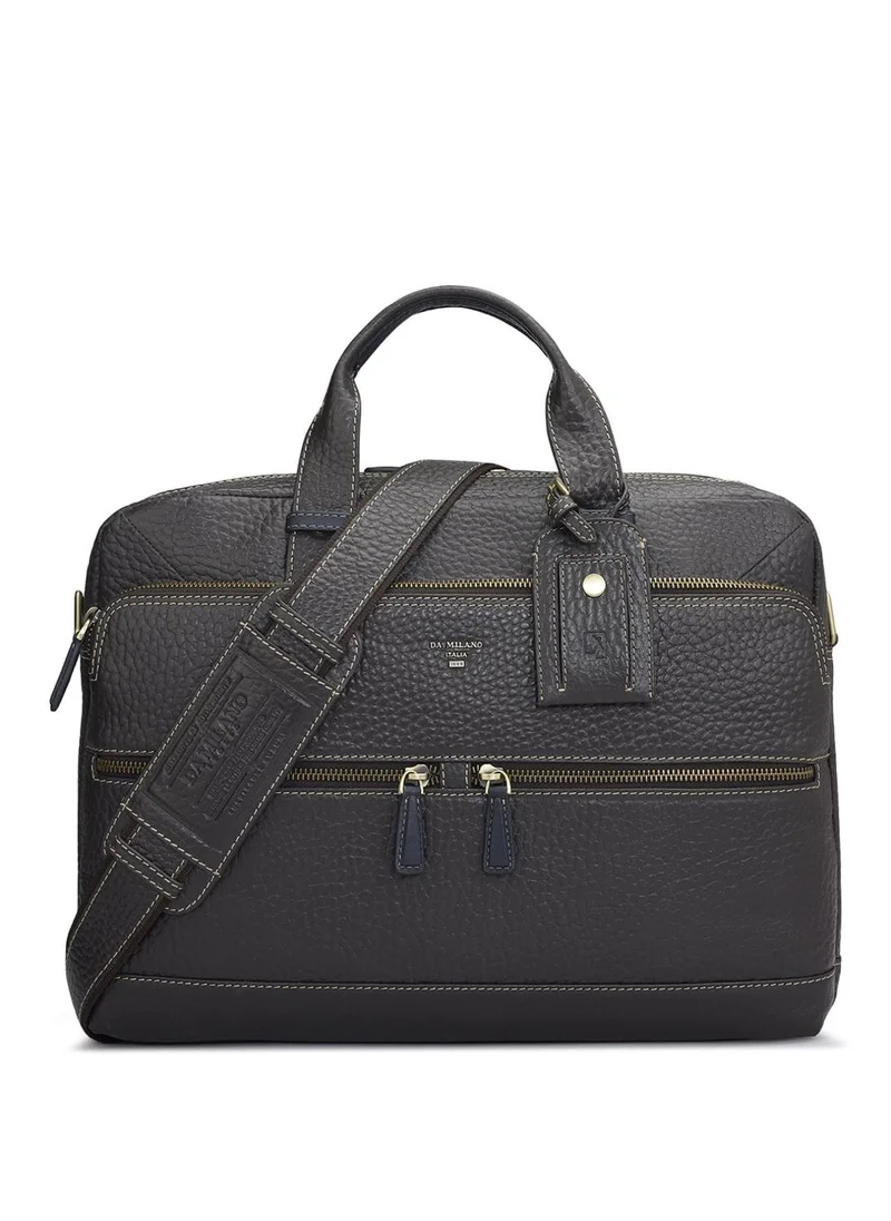 دا ميلانو حقيبة لاب توب جلد طبيعي بني من دا ميلانو