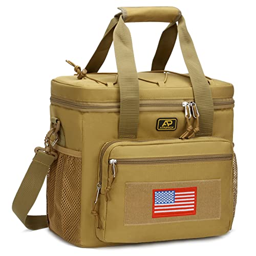 ATRIPACK Lunch Box for Men, Tactical Lunch Bag MOLLE Webbing Leakproof Insulated Large Lunch Cooler Women Adult Meal with Adjustable Shoulder Strap Durable Lunch Pail (Brown) - Image 1