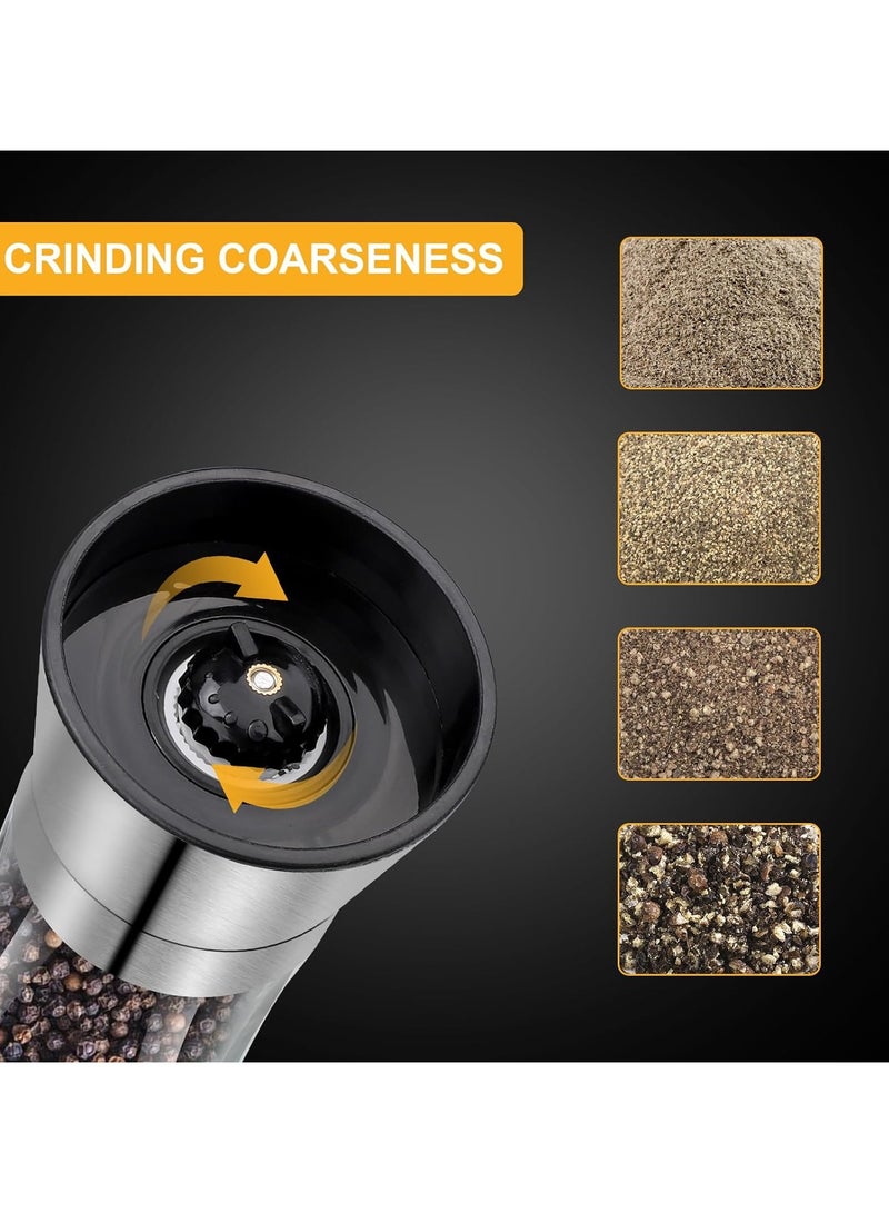 Set of 2 Glass Salt and Pepper Grinder, Adjustable Coarseness Salt and Pepper Mill Shaker Set - Image 4