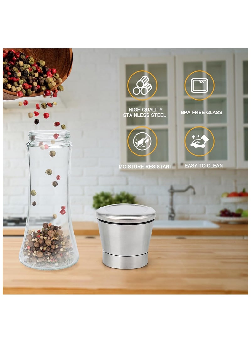 Set of 2 Glass Salt and Pepper Grinder, Adjustable Coarseness Salt and Pepper Mill Shaker Set - Image 5