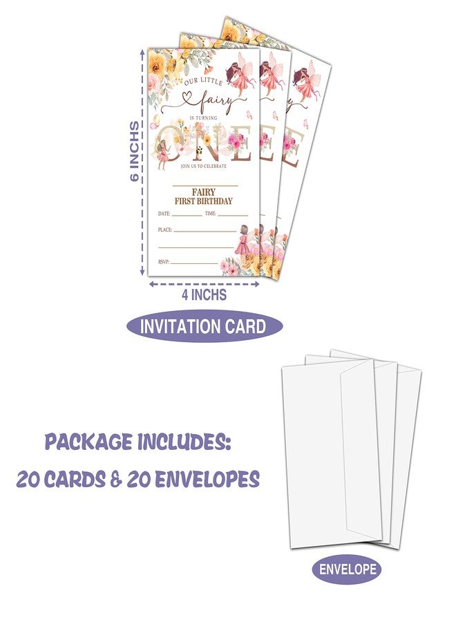 Levitatinyear Fairy 1st Birthday Party Invitation, Garden Fairy Themed Fill-In Invites, 20 Floral Invitations With Envelopes for Women (4" X 6"), Adults Butterfly Party Favors Decorations and Supplies -56 - Image 4