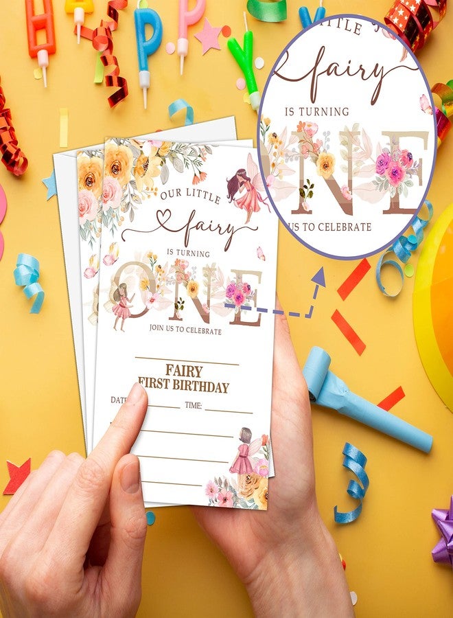 Levitatinyear Fairy 1st Birthday Party Invitation, Garden Fairy Themed Fill-In Invites, 20 Floral Invitations With Envelopes for Women (4" X 6"), Adults Butterfly Party Favors Decorations and Supplies -56 - Image 3