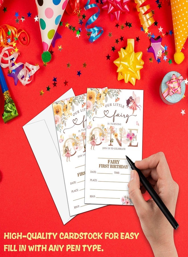 Levitatinyear Fairy 1st Birthday Party Invitation, Garden Fairy Themed Fill-In Invites, 20 Floral Invitations With Envelopes for Women (4" X 6"), Adults Butterfly Party Favors Decorations and Supplies -56 - Image 5